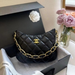 Túi Chanel Hobo Size 22 Handbag Black Lambskin